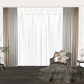 Modern Double Layer Curtains With Sheer White Panels And Brown Drapes For Living Room
