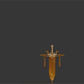 Ancient Golden Sword With Decorative Hilt And Intricate Ornate Pendants Design