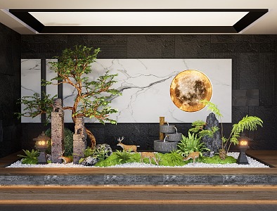 Indoor landscape landscaping courtyard sketch plant landscape landscaping plant combination 3d model