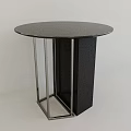 Sleek Black Round Table With Modern Metal Frame And Smooth Surface 3d model