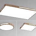 Modern Ceiling Lights With Square And Round Shapes Gold Frame White Panel Design 3d model