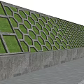 Architectural Exterior Wall Design With Green Hexagonal Panels And Gray Concrete Base