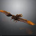 Flying Raptor with Orange Brown Feathers Spread Wings Sharp Talons and Gray Gradient Background 3d model