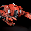 Red Smart Machine with Mechanical Arms Propulsion Units Number 12 Marking and Black Accents