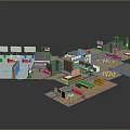 Cartoon Scene With Multiple Room Layouts Vibrant Furniture And Playful Building Structures