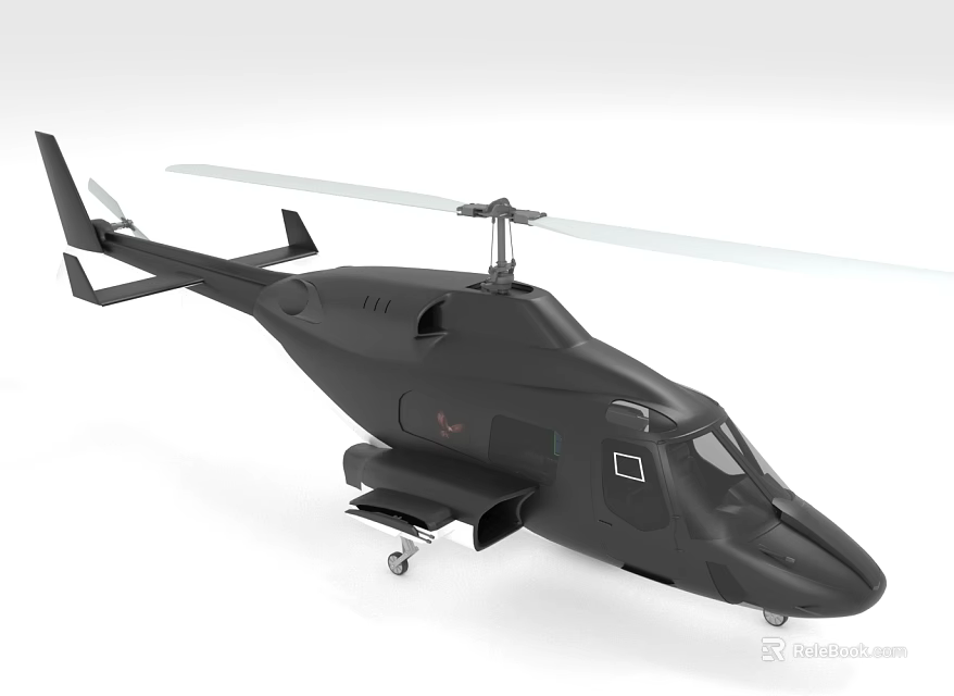 Black Modern Sleek Helicopter With Fuselage Rotor And Landing Gear Design 3d model 