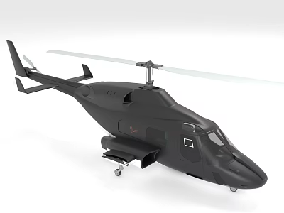 Black Modern Sleek Helicopter With Fuselage Rotor And Landing Gear Design 3d model