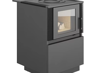 Modern Black Kitchen Stove With Glass Door Ventilation Grilles And Lower Cabinet 3d model