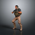 3D Male Character Design With Tactical Vest And Headphones In Action Pose