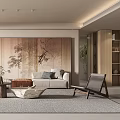 Modern Living Dining Room Interior With Open Layout Sofa Coffee Table And Wall Art