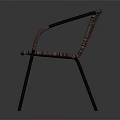 Modern Woven Chair With Brown Seat Backrest And Black Metal Frame