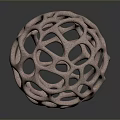 Artistic Pink Hollow Sphere With Intricate Geometric Design And Textured Surface