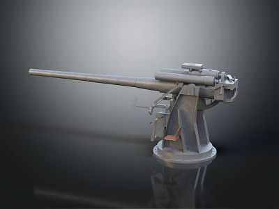 Vintage Metal Artillery Gun With Long Barrel And Stable Base Structure 3d model