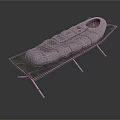 Portable Silver Folding Camping Cot With Metal Frame And Circular Opening
