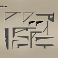 Peiform Black Metal Brackets With Various Designs For Shelf Support 3d model