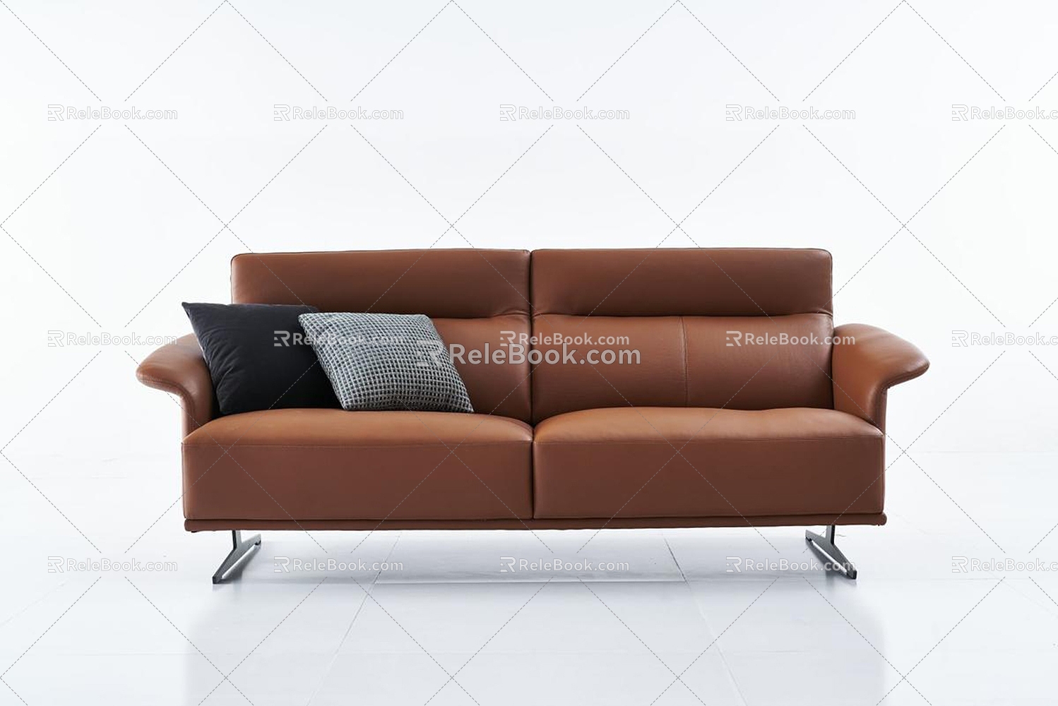 Orange double sofa 3d model