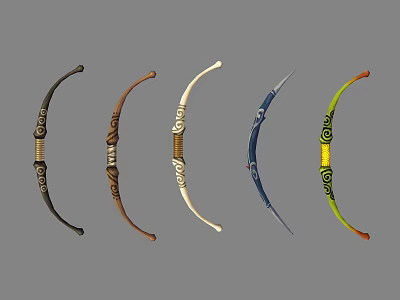 Colorful Decorative Bows As Weapons Featuring Various Patterns And Intricate Designs 3d model