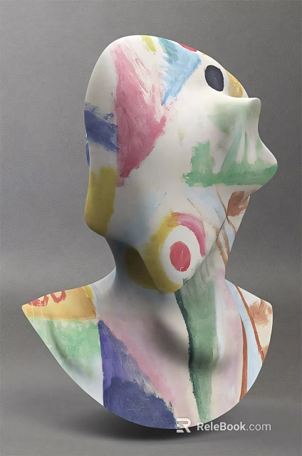 Colorful Abstract Painted Bust Sculpture Decorative Ornament Set For Home Decor 3d model 