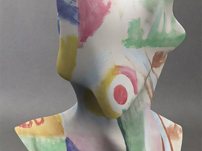 Colorful Abstract Painted Bust Sculpture Decorative Ornament Set For Home Decor 3d model