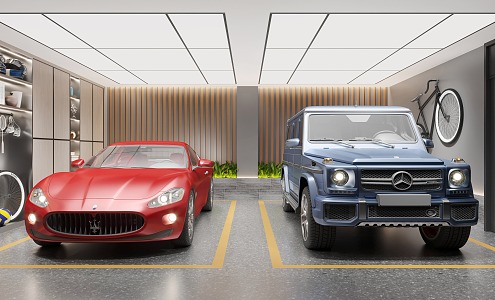 Modern Garage Villa Underground Garage Parking Lot Home Maserati Benz Dadi Luxury Car Garage Basement Garage Tool Room Car Storage Workshop 3d model