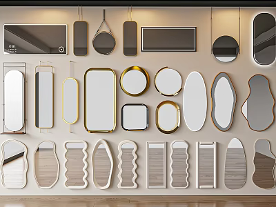 Various Shaped Mirrors Wall Mounted With Different Frames And Designs For Home Decor 3d model