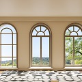 french arched window heterosexual window casement window door window 3d model