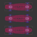 Skateboard Sports Equipment With Colorful Rainbow Gradient Design Blue Pink Wheels And Textured Deck