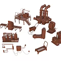 Industrial Equipment Collection With Machinery Pumps Compressors Piping Systems And Workbenches