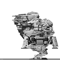Intelligent Machine With Multiple Mechanical Legs White Black Cannons And Futuristic Design