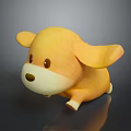 Cute Yellow Cartoon Dog Plush Toy With Big Ears And White Paws
