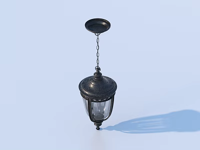 Black Chandelier With Metal Frame Glass Shade And Chain Hanging Design 3d model