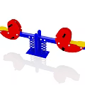 Colorful Playground Seesaw For Kids With Red Seats Yellow Panels And Blue Spring Frame