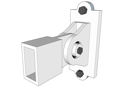 Mechanical Structural Component 3D Model With Hex Bolts Square Bracket And Circular Hole 3d model