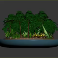 Yellow Utility Vehicle In Green Forest With Sandy Ground And Surrounding Plants