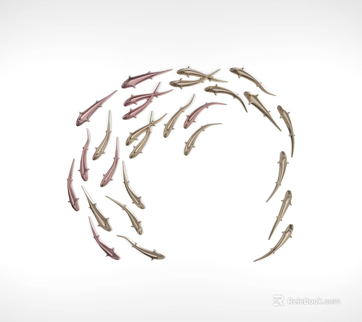 Circular Wall Decor With Pink And Brown Fish Shaped Decorations For Home 3d model 