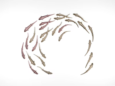 Circular Wall Decor With Pink And Brown Fish Shaped Decorations For Home 3d model