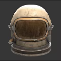 Vintage Weathered Diving Helmet With Brass Faceplate And Metal Details On Reflective Black Surface