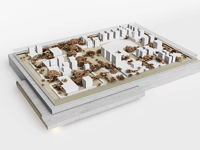 Commercial Architectural Model Display Equipment With White Buildings And Trees 3d model
