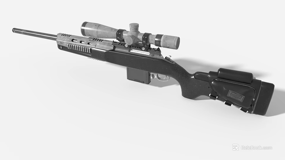 Game and Movie Characters Using Black Sniper Rifle With Scope And Magazine 3d model 