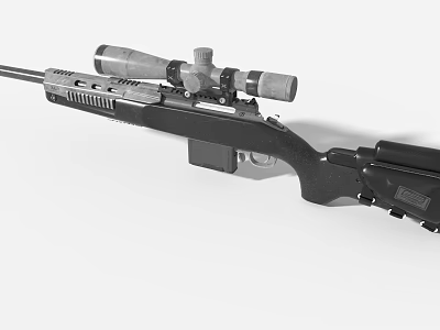 Game and Movie Characters Using Black Sniper Rifle With Scope And Magazine 3d model