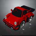 Red Sporty Sports Car With Black Roof Spoiler And Shiny Silver Wheels