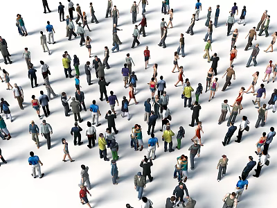 Bird's Eye View of People Crowd Square People Crowd of People 3d model