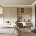 Modern Minimalist Tatami Bedroom Interior Design With Wooden Furniture Desk Chair And Natural Light