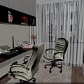 Modern White Leather Office Chairs In Bright Home Office With Wooden Desk And Lamp
