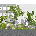 Lush Garden Plants And Flowers With Purple Blooms White Decor Yellow Lanterns Lattice Wall