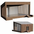 Modern Wooden Decorative Garden Structure With Slatted Design Platform Steps And Flat Roof