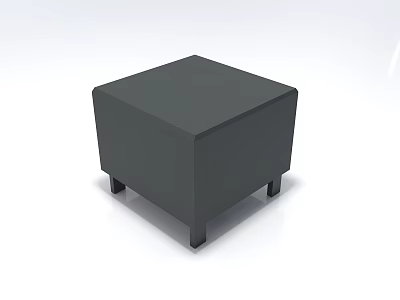 Gray Square Ottoman With Short Legs Simple Modern Design For Living Room Use 3d model