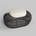 Stylish Modern Leisure Chair With Black Woven Frame And White Cushion