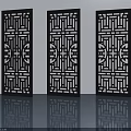 Modern Chinese Style Hinged Doors With Intricate Carved Patterns For Interior Decor 3d model
