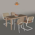 Quiet wind dining table and chair combination chandelier 3d model